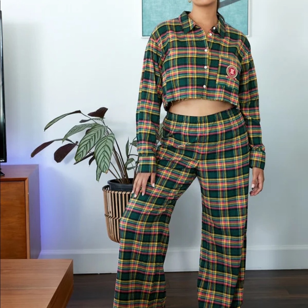 Savage X Fenty Tied Up Tartan pajamas